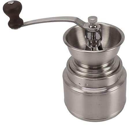 NirWa Manuelle Kaffeemühle, Edelstahl-Handkurbel-Kaffeebohnenmühle mit Mahlgrad für das Heimbüro (S 8L)
