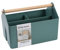 BLUE GINKGO Medium Storage Basket – Plastic Caddy with Wooden Handle for Office, Arts & Crafts, or Home Supplies (Green)
