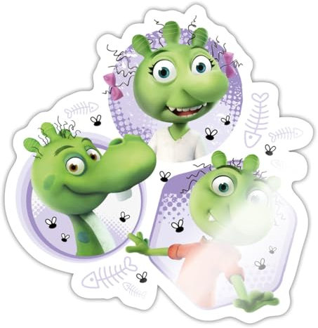 Spreadshirt Die Olchis Film Olchi Kinder Und Drachenstuhl Sticker Aufkleber, 10 x 10 cm, Weiß glänzend