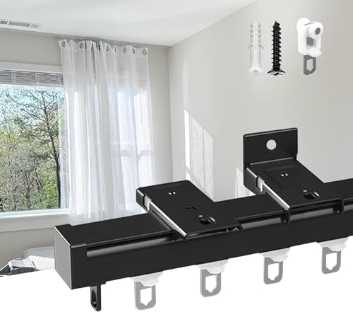 Deckenschiene for Vorhänge, Vorhangschiene for den Außenbereich, weiß und schwarz, Raumteiler-Vorhangstangen, Montage oben oder seitlich, Vorhangschienen-Decken-/Wandmontage-Schiebevorhangschienensyst
