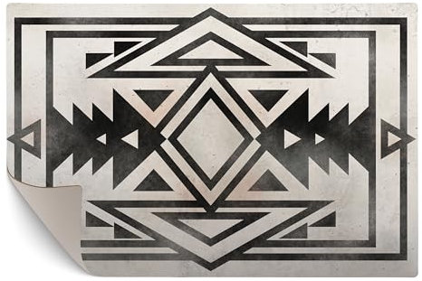 murando - Tapis de décoration Oriental 180x120 cm - Tapis Cuisine Grand Antidérapant Salon Interieur Chambre Salle de Bain Doux Résistant à l'eau Durable Motif Ethnique Noir et Blanc p-A-0045-bi-a