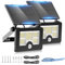 OHAYORI Solar-Sicherheitsleuchte für Außen mit Bewegungsmelder, 122 LED 4 Modi Scheinwerfer, USB Kabel 2200mAh IP65 Solarleuchte Zaunlicht für Garten【2 Pack】