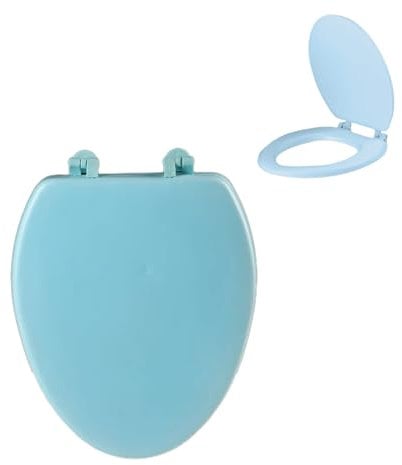 Generic Foam Thickened Universal Toilet Seat, V-Shape, Soft Close, Quick Release, White & Blue