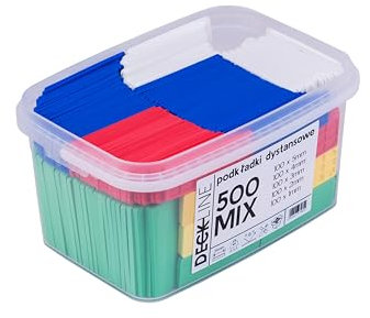 DECKLINE Abstandshalter Kunststoff - 500 Stück - 34 x 100 mm - Im Set: 1, 2, 3, 4, 5 mm - MIX Distanzklötze aus Kunststoff für Fußböden, Fenstern und Türen - Verglasungsklötze - Unterlegplatten