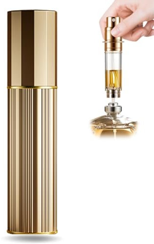 VVGAOGES 10 ML Atomizador Perfume Recargable,Mini Spray de Perfume,Portátil Botella de Perfume,Botella Vacío Pulverizador para Viajes (Oro)