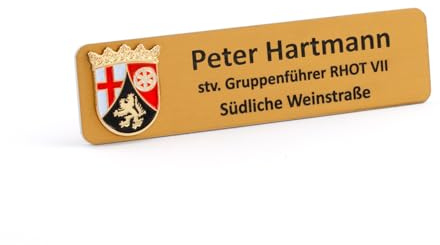 Namensschild mit Rheinland-Pfanz Wappen