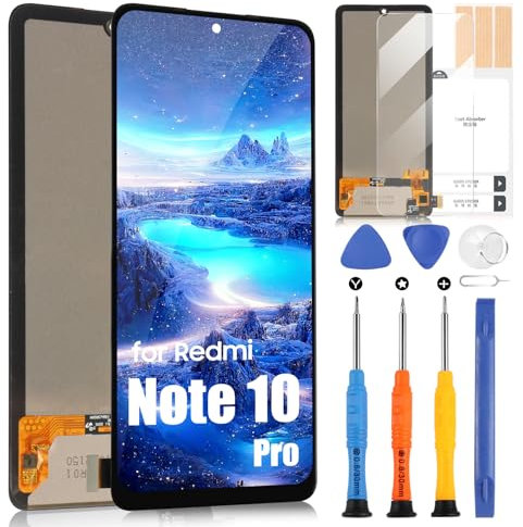 AMOLED para Xiaomi Redmi Note 10 Pro LCD Pantalla para Redmi Note 10 Pro/Redmi Note 10 Pro Max LCD Pantalla Táctil Asamblea con Kit de reparación (Negro, 6.67)