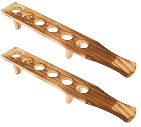 Foppla Schnapsglas-Tablett, Holz, Schnapsglashalter, Schnapsglas-Ständer mit 6 Löchern, für 3,6 cm Durchmesser, Schnapsglas-Display, für Party, Bar, Club, Trinken, 2 Stück