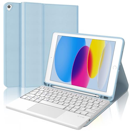 WINCHKING Clavier pour iPad 9 ème - Coque Clavier pour iPad 10,2 Pouces (9ème 2021 / 8ème 2020 / 7ème 2019), Trackpad Multi-Touch, AZERTY