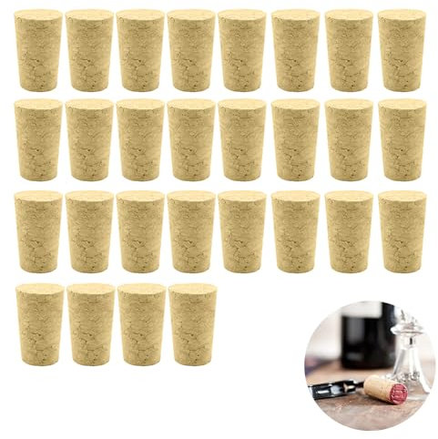 30 Stück Weinkorken,Korken zum Basteln,Flaschenverschluss Bierflaschen,Korkstopfen Kegelförmige,Kork Flaschenkorken,Bastelkorken,Naturkorken Cork und Dekorieren,Champagnerstopfen für Weinglasflaschen