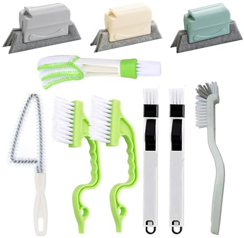 NCZCDZSW Lot de 10 outils de nettoyage pour rainures de fenêtre - Brosse de nettoyage pour rainures de fenêtre - Brosse de nettoyage pour stores - Brosse de nettoyage des fenêtres - Pour les espaces,