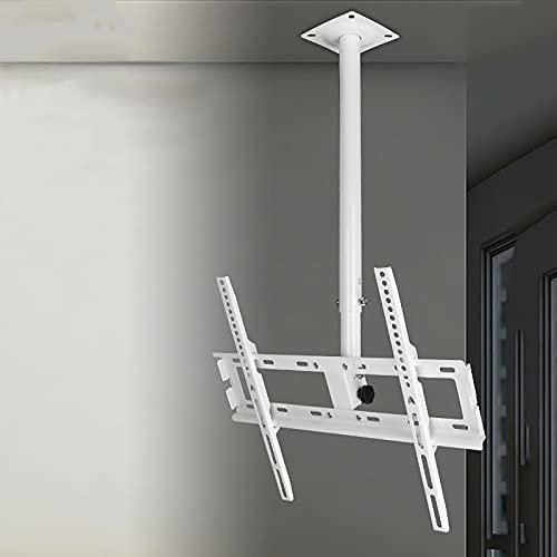 Soporte de techo para TV de 12 y 55 pulgadas, giratorio e inclinable de 360°, color blanco