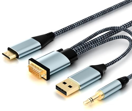 VGA to Mini HDMI Cable 6FT, Uni-Directional VGA to Mini HDMI(Male to Male)