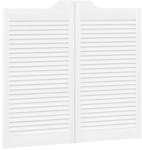 vidaXL Schwingtüren Lamellen-Design 1-Paar Weiß 90x100 cm, Saloontüren, Bartüren, Scharniertüren, Schwingtüren für Cafés, Flügeltüren