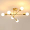 DELIPOP Deckenleuchte Vintage, 6 Flammig Sputnik Kronleuchter Modern, E27 Fassung, Wohnzimmerlampe Gold Industrie Deckenlampe Metall für Schlafzimmer Esszimmer Küche Flur Bar