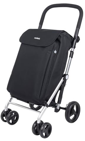 Carlett Einkaufstrolley Klappbar Groß 58L/68L Einkaufswagen Klappbar Mit Kühlfach, Bremse, 4 Räder, Abnehmbar, Griff Verstellbar, Shopping Trolley Foldable Shopping Cart XXL, Lite Family Volcano (68L)