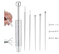 GEMQUEEN Piercing Taper Ball Grabber Changing Tool Set - Flat Back Earrings Applicator Tool 16G 18G Stainless Steel Threadless Insertion Pin Thread Assistant Tool Body Piercing Kit for Ear Nose Lip