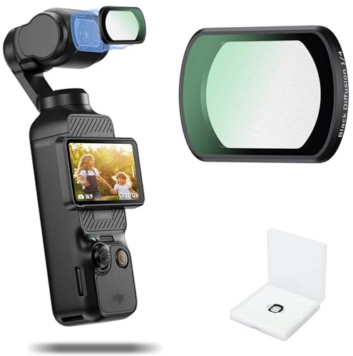 JJC Black Mist Filter für DJI Osmo Pocket 3 4 Black Diffusion 1/4 Filter | Pocket3 Pocket4 Magnetischer Schwarz-Weichzeichner Zubehör, Mehrfach-Vergütet HD-Optikglas mit Filteretui & Reinigungstuch