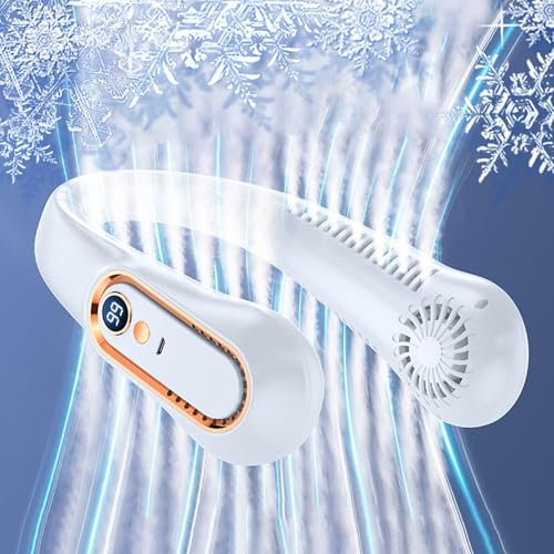 Neckbreeze Neck Fan, 5 Speeds Adjustable Cooling Wearable Bladeless Rechargeable Personal 720°cooling Airflow No Noise, For Home Office Travel(White)