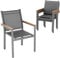 LIFERUN Gartenstuhl 4er Set, Aluminium, Stapelbarer Esszimmerstuhl Textilene, WPC Handlauf, Balkonstühle, für Terrasse, Balkon, Terrasse, Pool, Restaurants, Wetterfest, Grau, 4 pcs