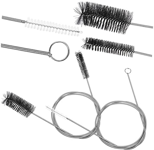 Flexible Abflussreinigungsbürste, 2 Stück, Schwarz, Edelstahl | Nylonborsten, für Waschbeckenablauf und Aquarium, zum Reinigen und Schrubben