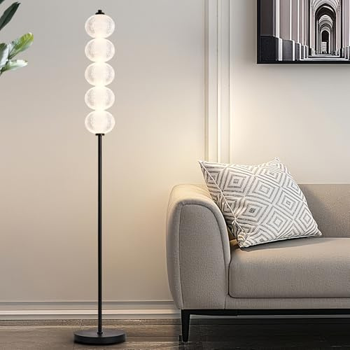 HARPER LIVING LED Floor Lamp Black, 20W 2400LM Bright Standing Lamp with Foot Switch, 3 Colour Temperatures (3000K-6500K), Modern Corner Lamps for Living Room, Bedroom, Office