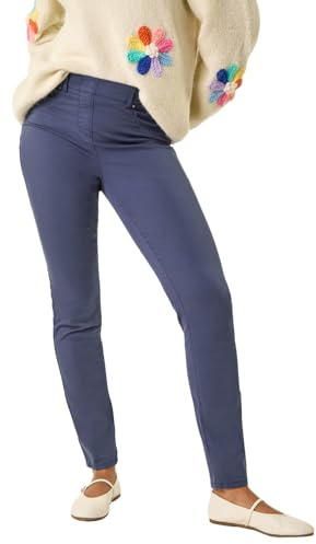 Roman Originals Jeggings for Women UK Jean Ladies Stretchy Trousers Denim Leggings High Waist Rise Pull On Skinny Straight Leg Cotton Pants Smart Casual - Steel Blue - Size 14