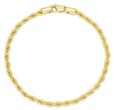 Diorra Silver Bracelets for Mens Women 925 Sterling Silver Cuban Figaro Rope Snake Link Chain Silver/Gold Bracelets for Men Women (7-9inch)