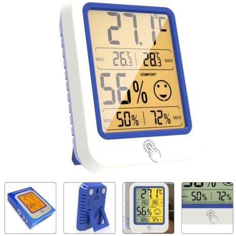 Outanaya Digitales Innenraum Thermometer und Feuchtigkeitsmesser aus Kunststoff mit Niedrigem Stromverbrauch Hohe Stabilität und Großem Lcd Display für Wohnzimmer und Büro 2 Stück