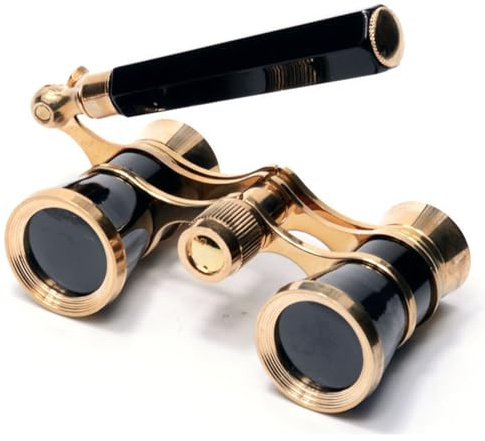 Yourelexit® Opera Glasses Binoculars 3X25 Lorgnette Theater Glasses Optical BK9 Mini Compact Lightweight Built-in Foldable Adjustable Handle Vintage for Adults Women in Musical Concert Cinema