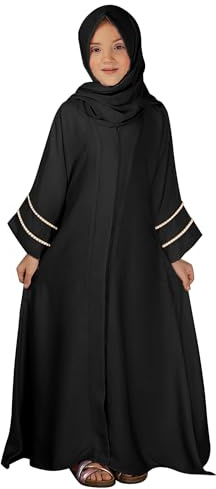 IBAKOM Gebetskleidung für Kinder Chiffon Muslimisch Kleid mit Taschen Mädchen Abaya mit Hijab Islamische Kleider Dubai Arabisch Türkische Robe Gebetskleid Jilbab Khimar Ramadan