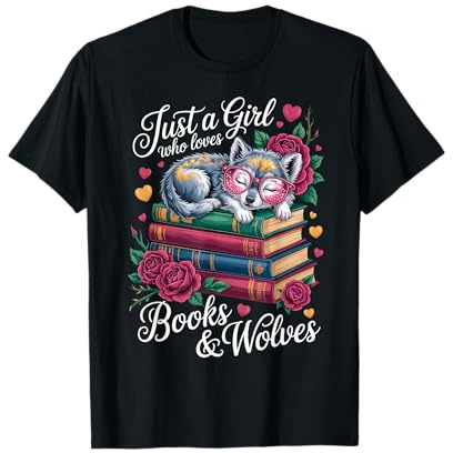 Solo Una Ragazza Che AMA Libri e Lupi Lettura di Libri Nerd Maglietta