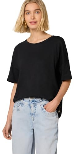Damen T-Shirt mit Rundhals und Knöpfen