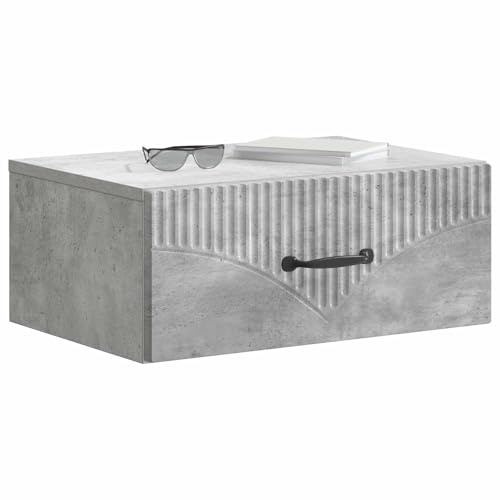 vidaXL Wandmontierter Nachttisch Betongrau 49 x 34,5 x 20 cm, Geräumiger Nachttisch, rechteckiger Beistelltisch, kompakte Ablage, funktionale Möbel, minimalistischer Wohnstil