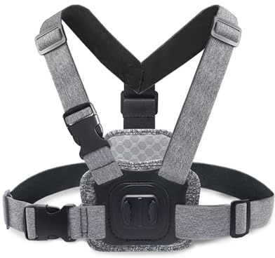 Techsuit Brustgurt Halterung für GoPro Action Kamera mit Magnetischer Basis, Verstellbar 70 bis 150cm Umfang, Nylon Konstruktion, Atmungsaktiv, für Radfahren Wandern Skifahren Videoaufnahme, Grau