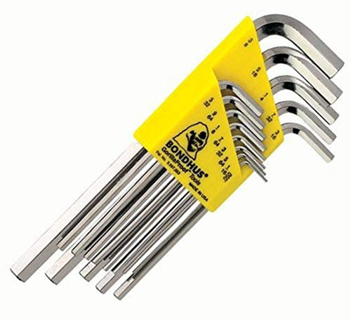 Bondhus 16137 Set of 13 Hex L-wrenches w/BriteGuard,Long,sizes .050-3/8
