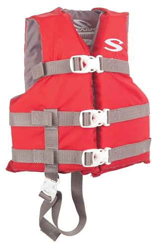 Stearns Kids Life Vest, USCG Approved Type III Life Jacket for Children 30 to 50 lbs, Youth PFD for Boating, Swimming, Watersports, Pool, Beach, & More, Red