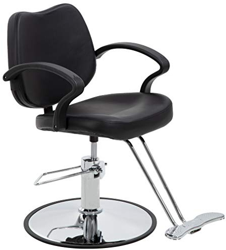 BestMassage | Barber Chair | Hydraulic Styling Chair | PU Leather | Adjustable Height | Footrest | Anti-Slip Chrome Base | Heavy-Duty Steel Frame | Black | for Hair Stylists & Home Use