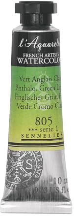 Sennelier French Artists' Watercolor, 10ml, Phthalo Green Light S1