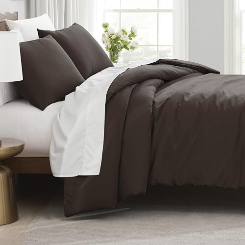 Southshore Fine Living, Inc. Oversized California King Duvet Cover Set - Hotel Quality Brown Duvet Cover King Size - Pet Hair Resistant Bedding - Zipper Closure, 2 Pillow Shams - Chocolate Brown