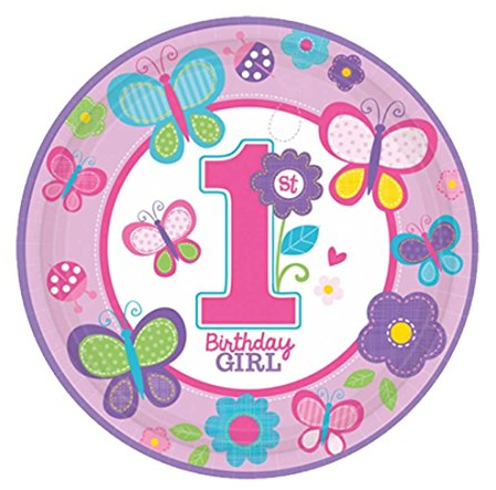 Assiettes jetables Anniversaire d'enfant 8 Assiettes Anniversaire Petites Filles Sweet Birthday 23 cm Assiettes de fête Bol de Repas fêtes pour Fillettes décoration d'ambiance fêtes pour la Petite