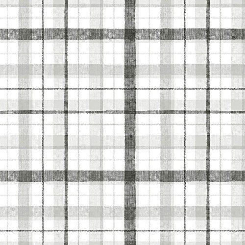 Norwall CK36628 Papier peint préencollé à carreaux en lin, noir, gris