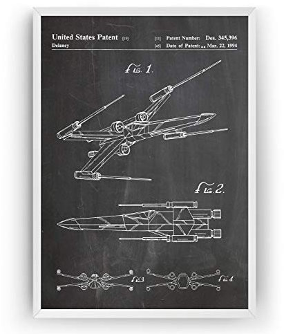 Star Wars X-Wing Fighter 1994 Patent Poster - Fan Gift Art Print Vintage Blueprint Retro Wall Decor - Frame Not Included