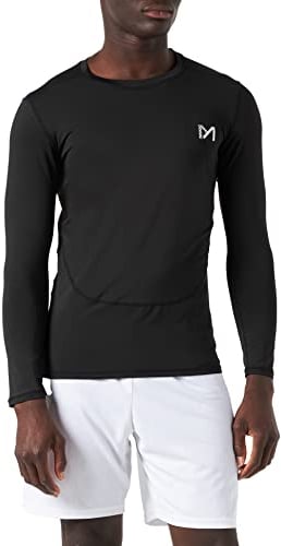 MEETYOO Men’s Compression Tops, Base Layer Shirt Long Sleeve T-Shirt Gym Top for Running Fitness Sport Black
