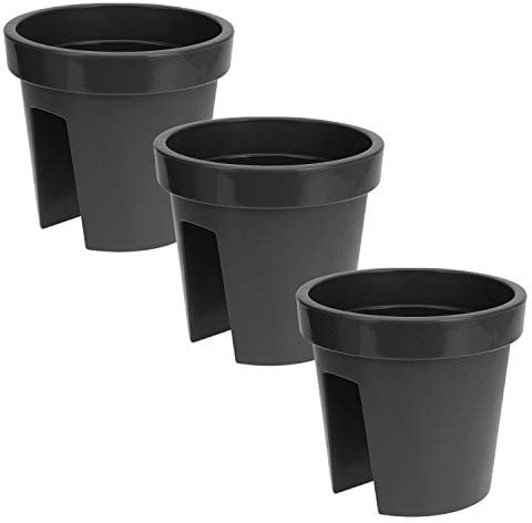Guaranteed4Less Round Flower Plant Pots Bridge Balcony Rail Fence Planter Trough Railing Hanging (3, Black)