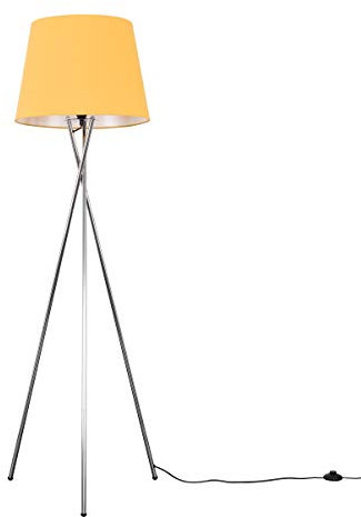 MiniSun | Modern Polished Chrome Floor Lamp with a Mustard Tapered Shade | Floor Lamps & Torchieres, Home Décor & Improvement Essential | Includes Bulb [3000K Warm White]