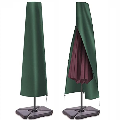 PATIO PLUS Housse de Parasol avec Fermeture, Housse de Protection pour Parasol de Jardin, Anti-UV, Anti-Vent,Étanche, Tissu Oxford 600D Parasol Couverture de Parasol Postuler à Ø 1.8-3.4m(Vert)