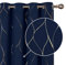 Deconovo 2 Vorhänge mit Ösen, Verdunkelungsvorhang, Thermovorhang, Kälteschutz, Motiv: Goldene Linie, Baby, 132 x 214 cm, Marineblau