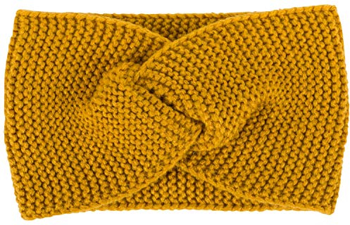 styleBREAKER Damen Feinstrick Stirnband mit Twist Knoten, Krausstrick Muster, warmes Winter Haarband, Headband 04026054, Farbe:Curry