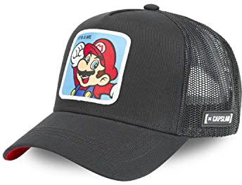 Cap Herren Super Mario, Tracker Kappe Herren, Mario, Ich Bin Es, Atmungsaktiv, Schwarz, Einheitsgröße